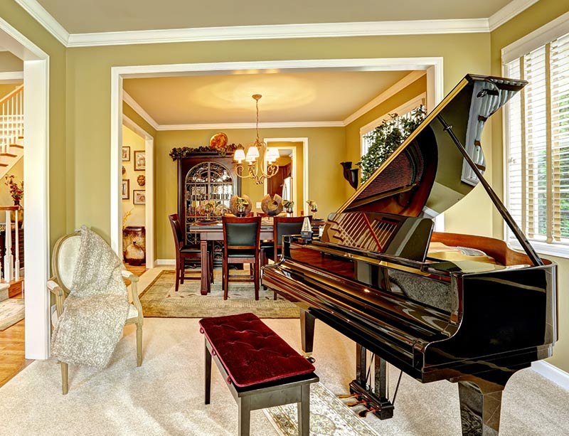 Grand piano in home